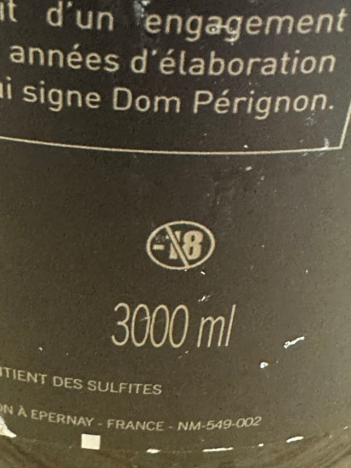 Dom Pérignon Dummy 3 Liter Fles - Decoratie, Ophalen of Verzenden, Gebruikt, Frankrijk, Overige typen