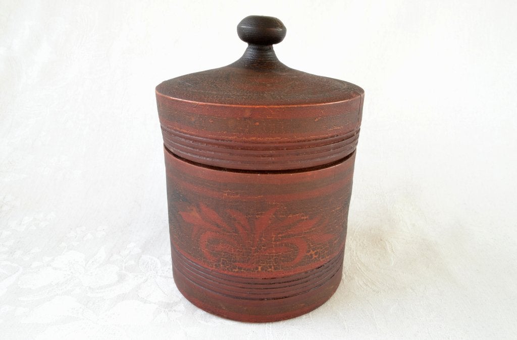 Antieke ronde Tabakspot / Bonbonnière - Volkskunst ca. 1830, Ophalen of Verzenden