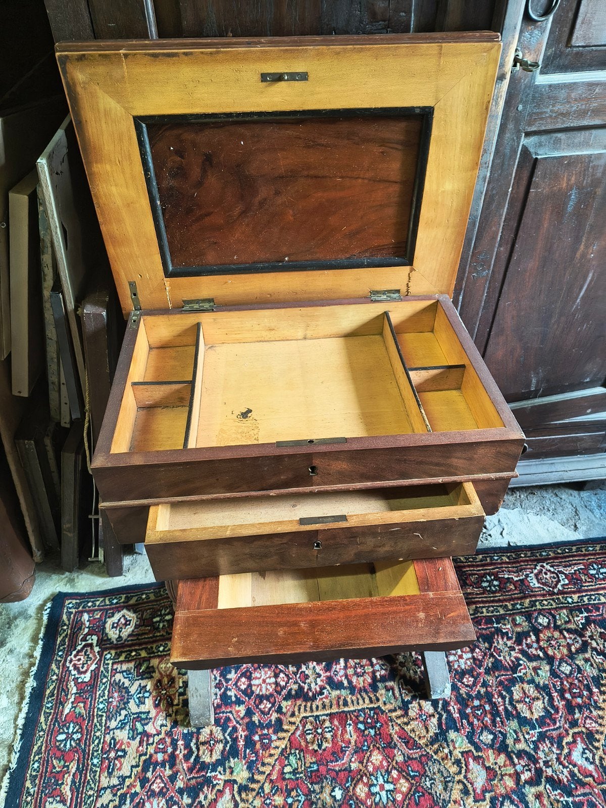 Antieke Mahonie Naaitafel/Schrijftafel met Lade, Ophalen of Verzenden
