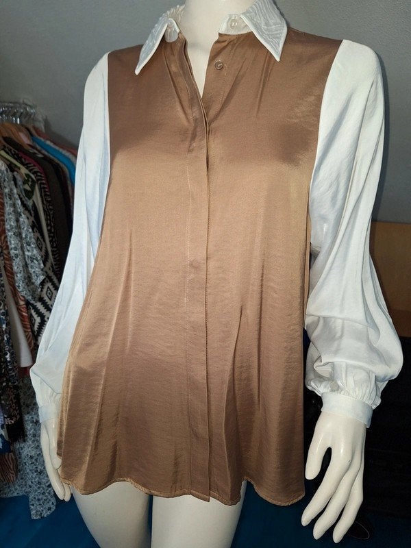 Camel/wit kleurige blouse mt.s eksept mieke, Kleding | Dames, Maat 38/40 (M), Eksept by mieke, Meerkleurig, Nieuw