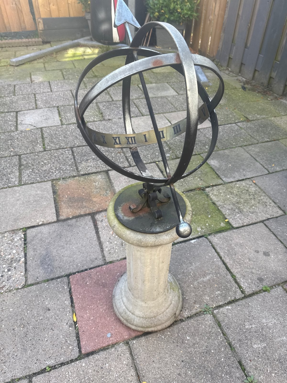 Antieke Zonnewijzer op Sokkel - Tuindecoratie, Antiek en Kunst, Ophalen of Verzenden