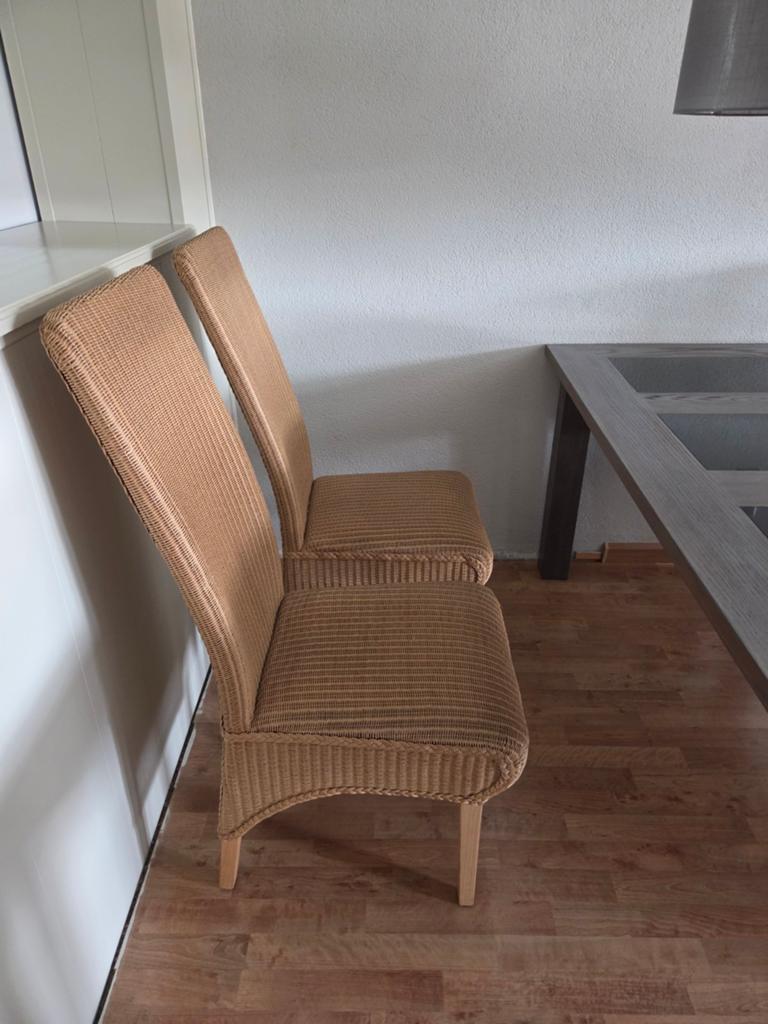 6 eetkamerstoelen , 115cm hoog, Huis en Inrichting, Stoelen, Ophalen, Gebruikt, Bruin, Riet of Rotan