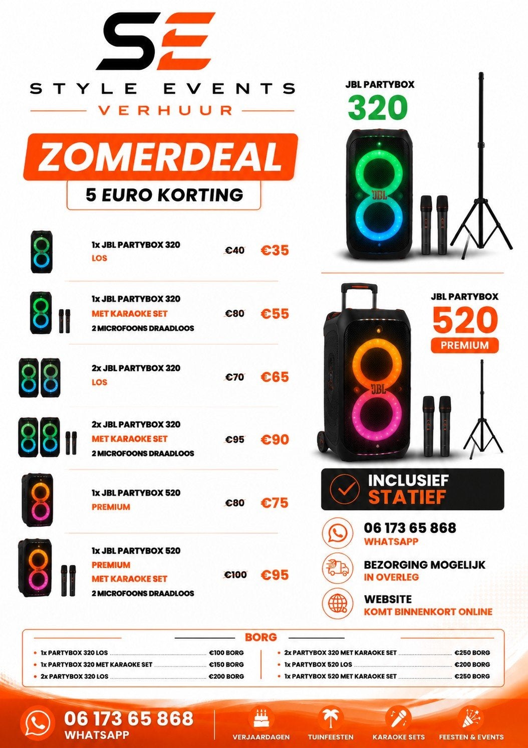 JBL Partybox Stage 320 & 520 Verhuur - Zomerdeal!, Ophalen of Verzenden, Nieuw