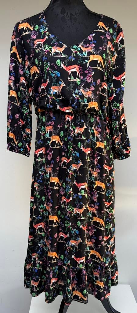 Superleuke zwarte jurk met hertjes SMASHED Lemon mt S, Kleding | Dames, Maat 38/40 (M), Zwart, Ophalen of Verzenden, Zo goed als nieuw