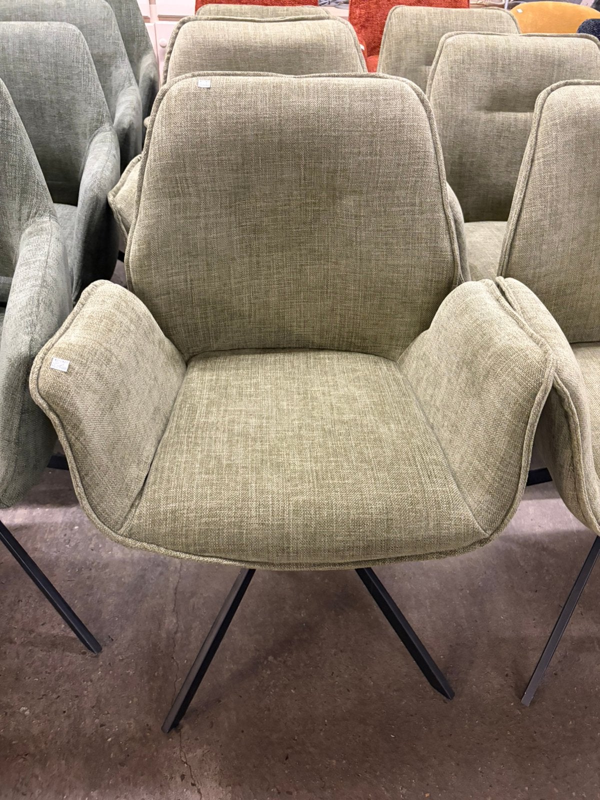 6 groene stoffen draai eetkamerstoelen - Nieuw!, Ophalen, ., ., Eén