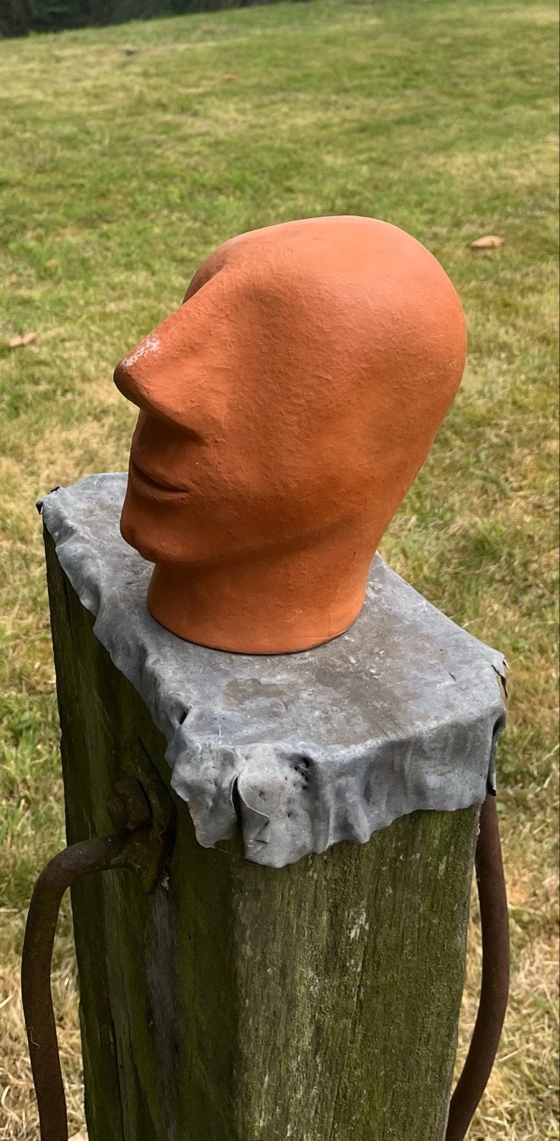 Terracotta Buste - Abstracte Kop - 17x17 cm, Antiek en Kunst, Ophalen, Minder dan 20 cm, Buste, Handgemaakt
