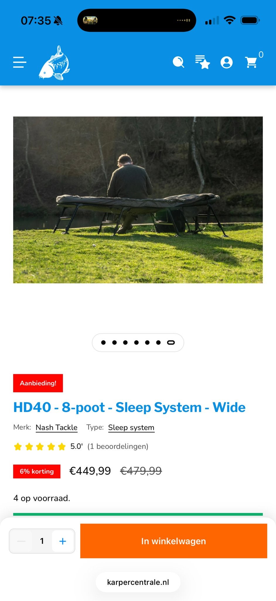 Nash Tackle HD40 8-poot Sleep System Wide, Ophalen of Verzenden, Zo goed als nieuw