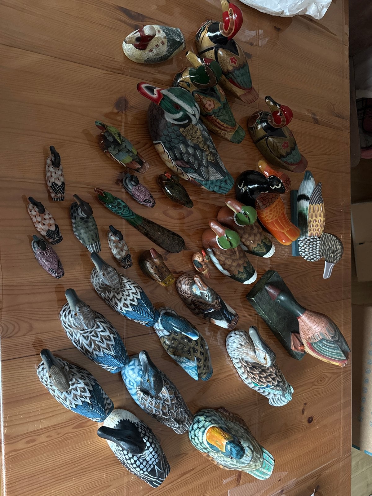 Grote verzameling houten eenden beeldjes, Ophalen, Gebruikt, Vogel, Beeldje of Figuurtje