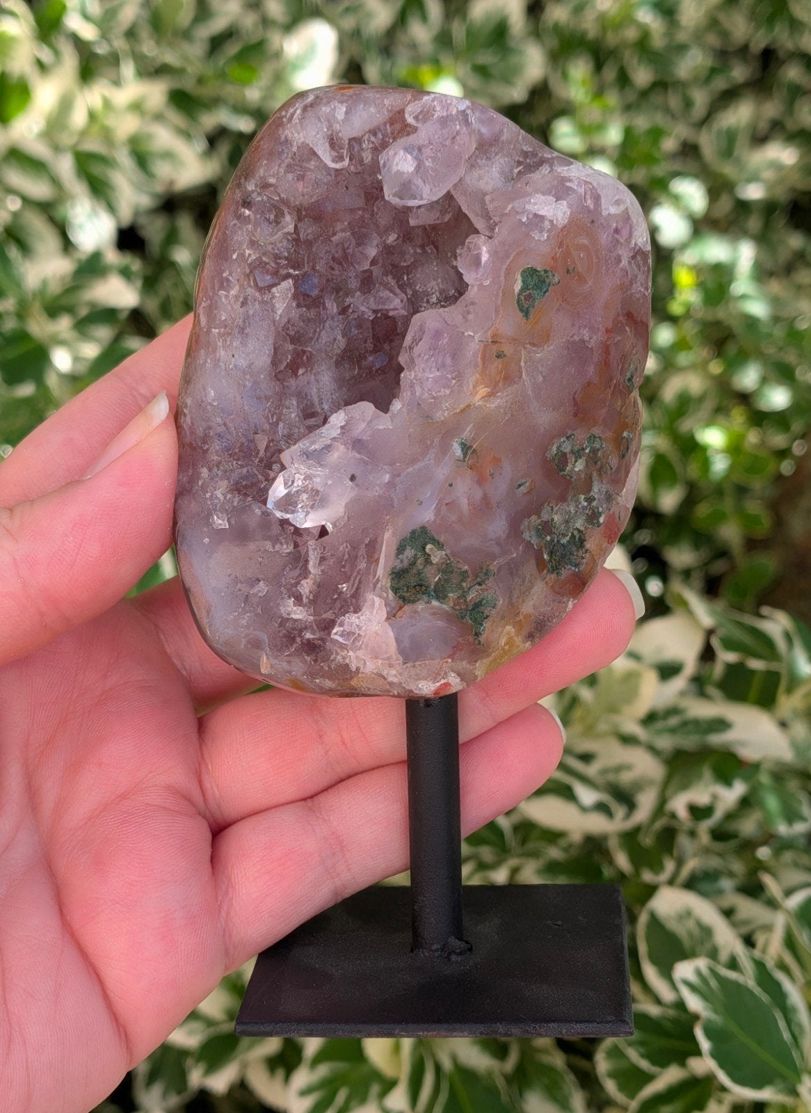 Agaat x amethist op standaard, Ophalen of Verzenden, Mineraal