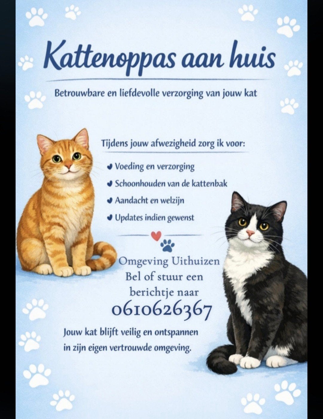 Katten oppas aan huis aangeboden!, Ophalen of Verzenden