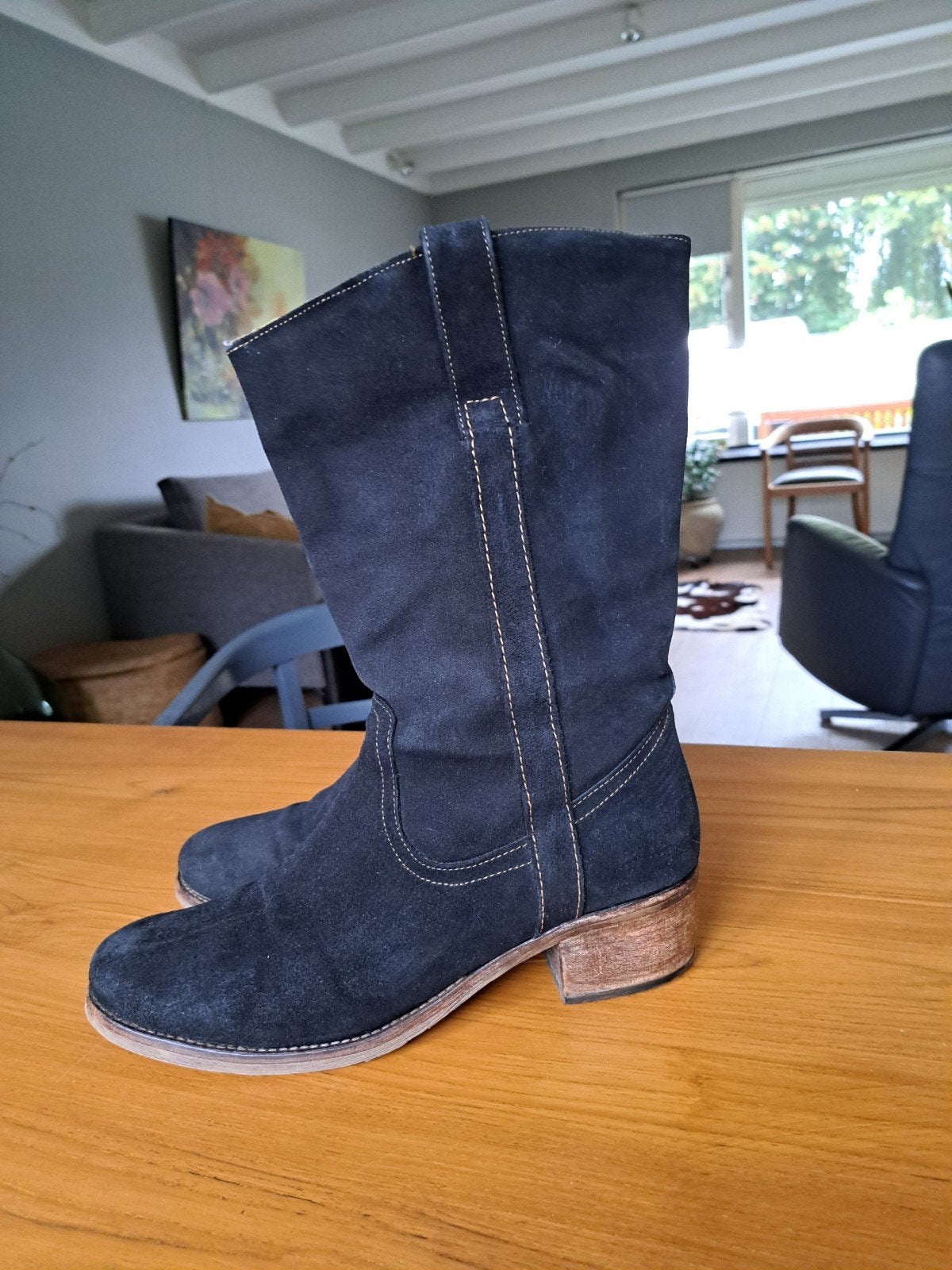 Zwarte stoere herenlaars mt. 42 met lederen voering, Kleding | Heren, Zwart, Boots, Ophalen of Verzenden, Antonio Moretto
