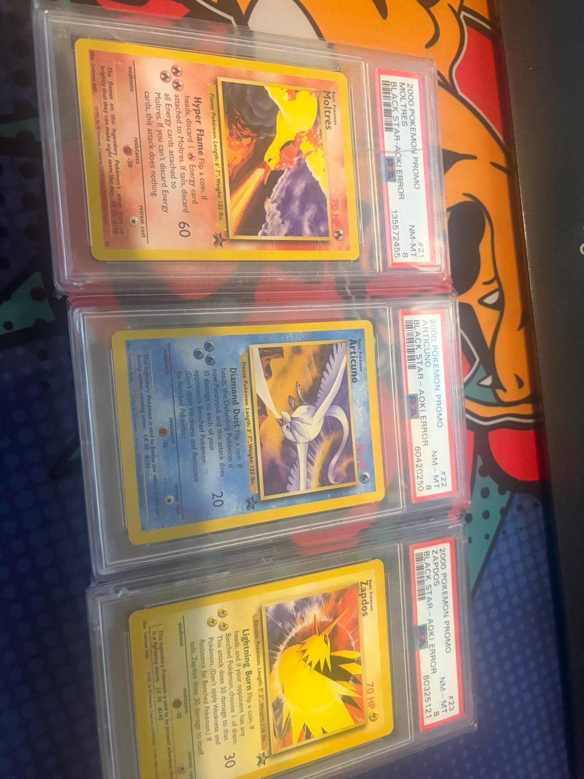 PSA 8 2000 Pokémon Promo Black Star Moltres Articuno Zapdos, Ophalen of Verzenden, Zo goed als nieuw, Meerdere kaarten
