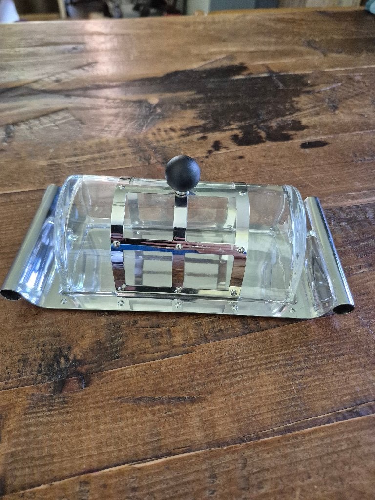 Alessi Botervloot,Edelstaal 18/10 met kristal, Ophalen, Zo goed als nieuw