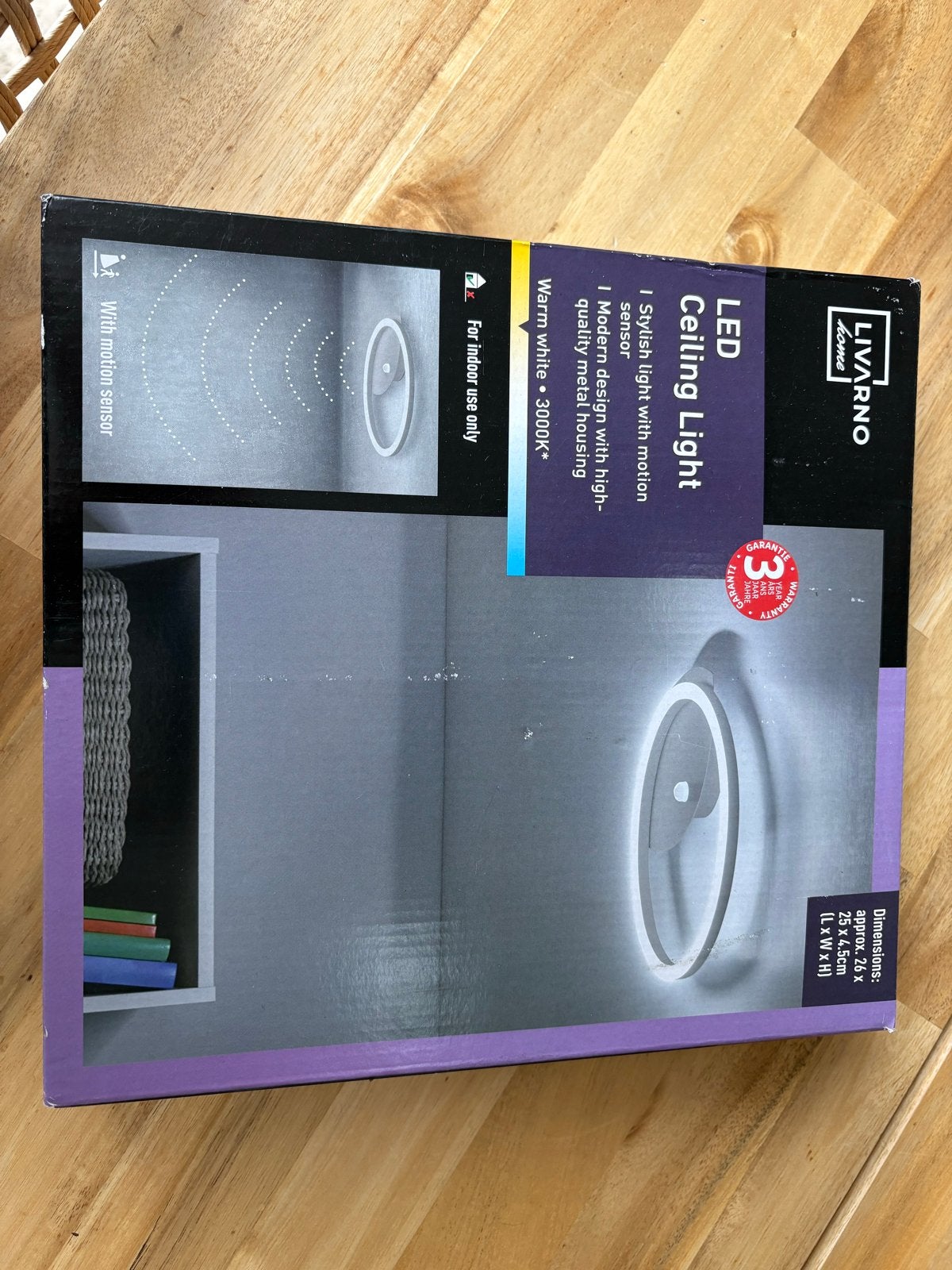 LIVARNO home LED Plafondlamp met Bewegingssensor, Ophalen of Verzenden, Nieuw, Metaal