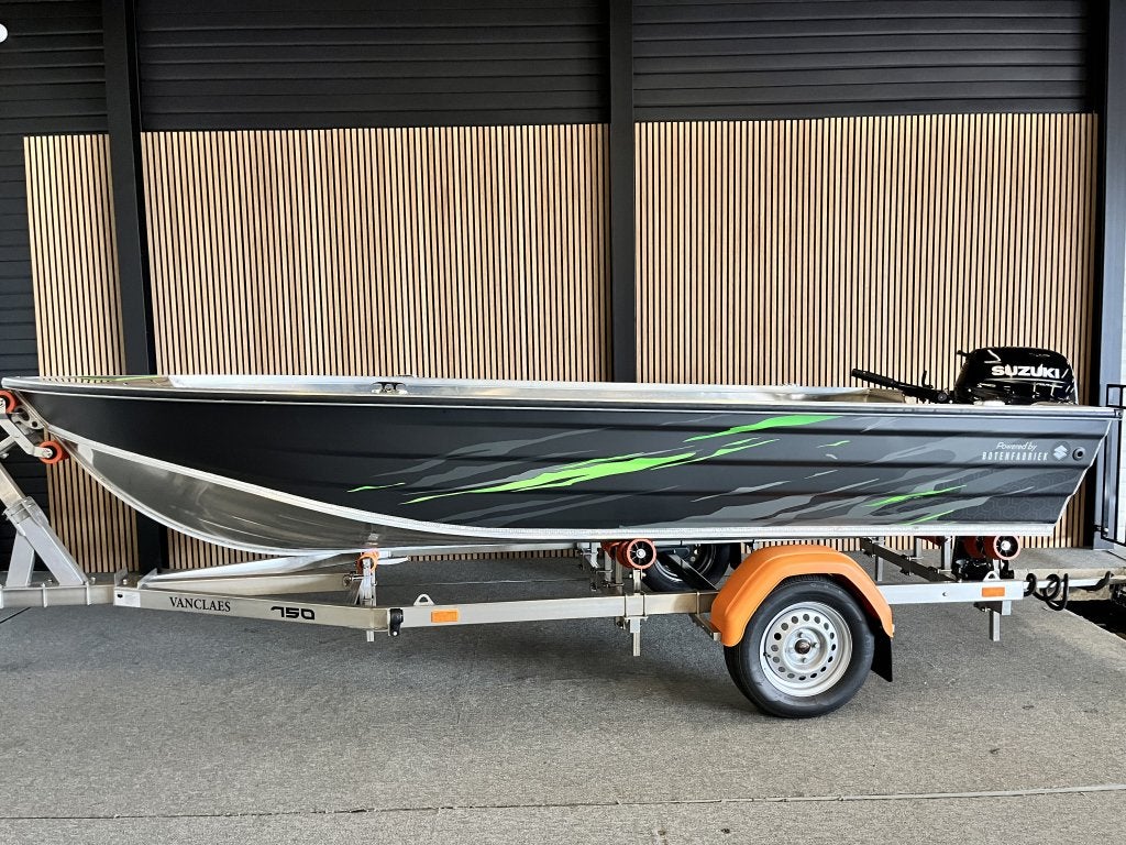 Kerman M428 visboot | Suzuki 9.9PK | VanClaes 750 trailer, 38 cm, Overige merken, 4 m, Botenfabriek