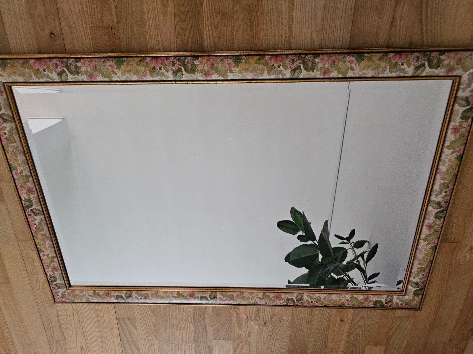 Grote spiegel met bloemenrand, Ophalen, Rechthoekig, 100 tot 150 cm, 100 tot 150 cm