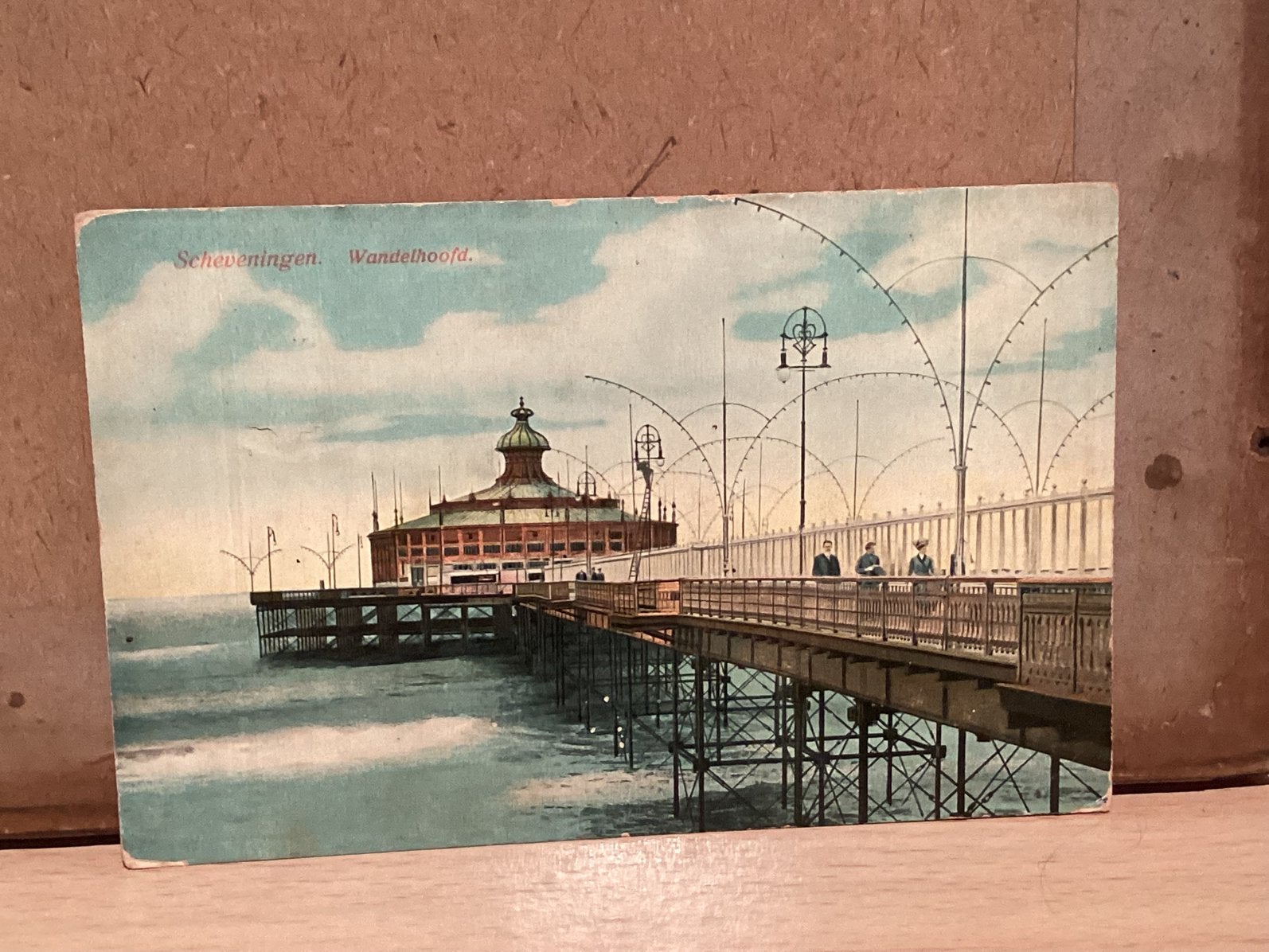 Oude kaart van Scheveningse pier, Ophalen of Verzenden, 1940 tot 1960, Gelopen, Zuid-Holland