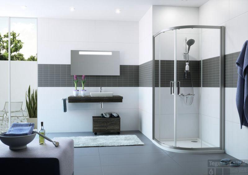 Hüppe kwartrond 90/90x200 nieuw in doos glas douchedeuren, Ophalen of Verzenden, Nieuw, Wit