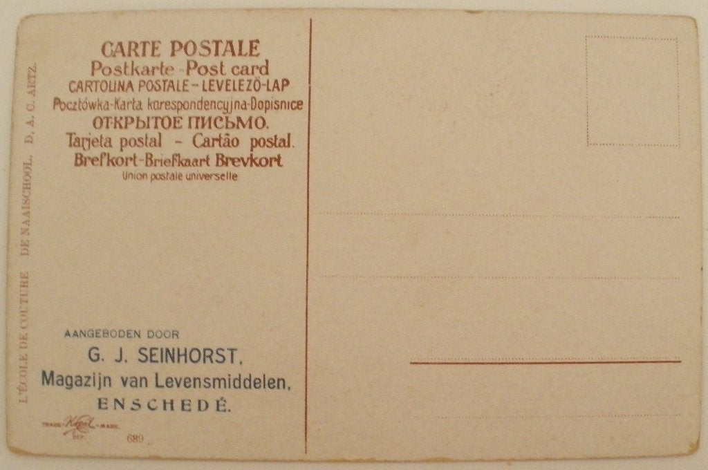 Oude reclame kaart G. J. Seinhorst Enschede - In het weeshui, Verzamelen, Ophalen of Verzenden, Voor 1920, Ongelopen, Overijssel