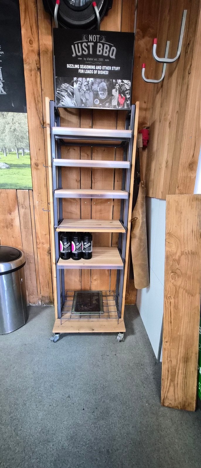 Verrijdbaar Houten Rek met Metalen Frame, Huis en Inrichting, Ophalen, Zo goed als nieuw