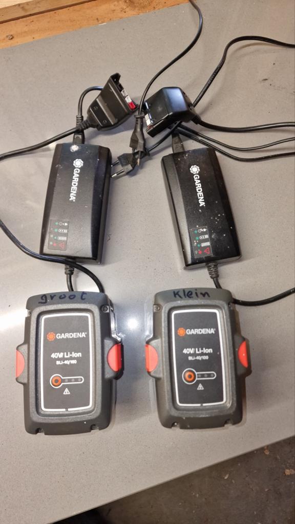 Gardena accu's 40 Volt  + laders, Ophalen