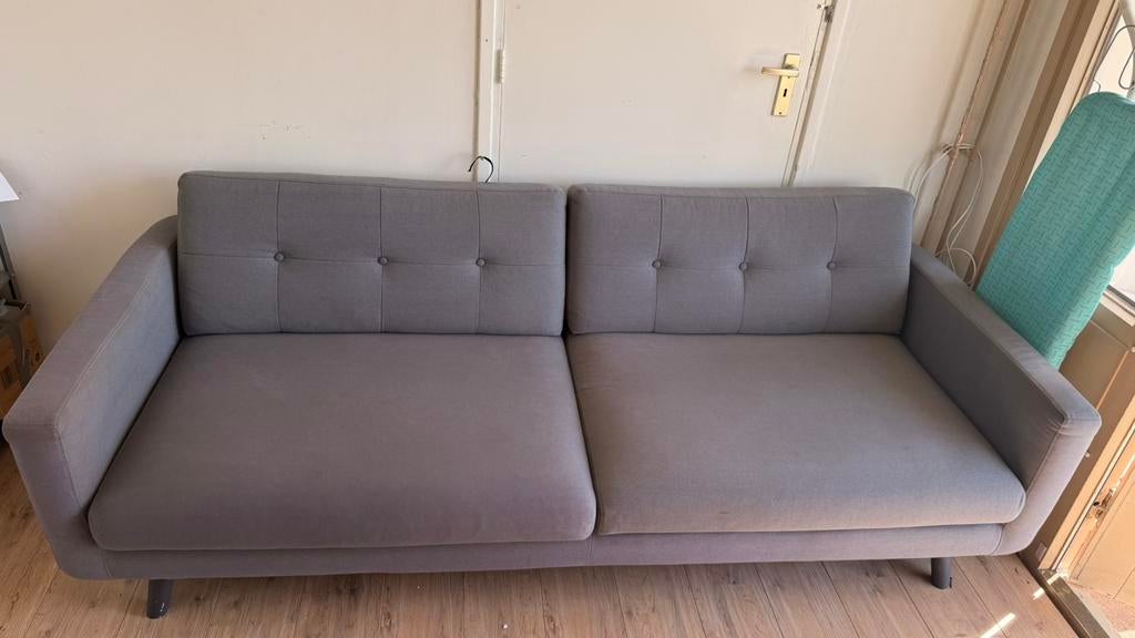 Grijze bank - gratis afhalen, Huis en Inrichting, Banken | Bankstellen, Ophalen, Gebruikt, Driepersoons, 75 tot 100 cm