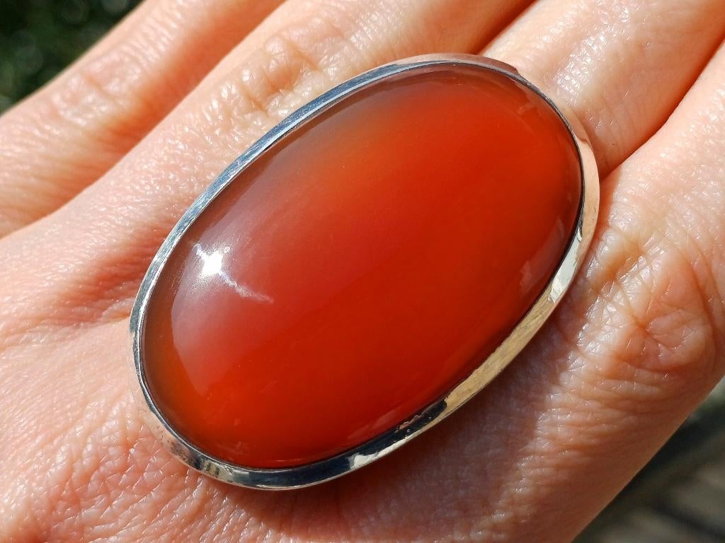 Vanoli Imposante 925 zilveren ring carneool agaat maat 19,5, Daiva1973@hotmail.com, Vanoli, 19 tot 20, Amsterdam