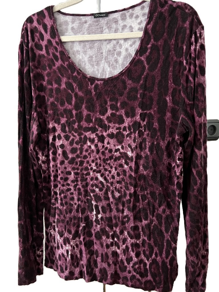 GC Fontana shirt braamrood animalprint leo maat 42, Kleding | Dames, GC Fontana, Verzenden, Maat 42/44 (L), Zo goed als nieuw