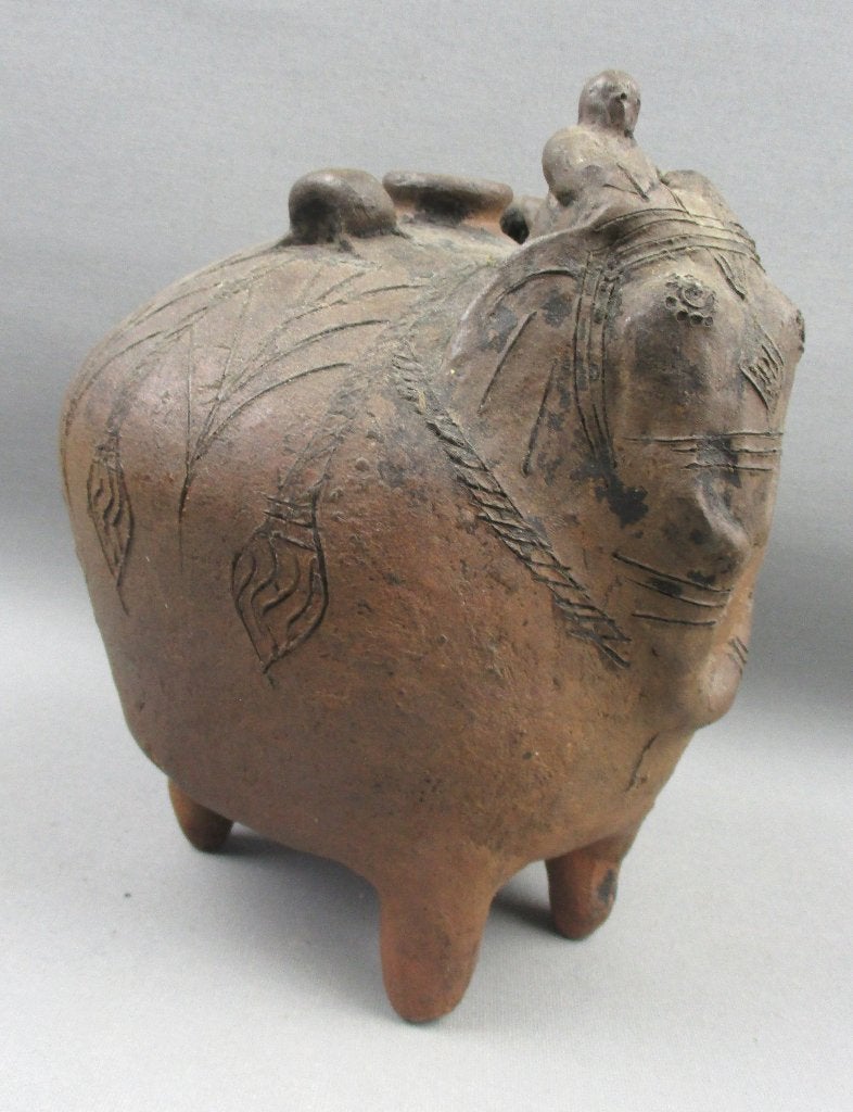 Antieke aardewerk Lime pot Khmer olifant pot Zuidoost Azië, Steen/keramiek, Bruin, Handgemaakt, Ophalen of Verzenden