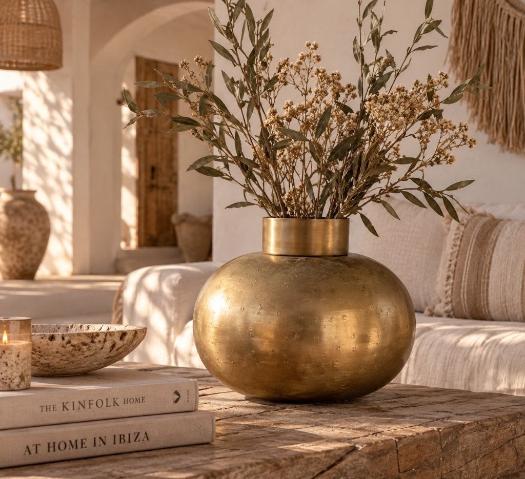 Grote hotel chic messing vaas / pot, Ophalen of Verzenden, Metaal