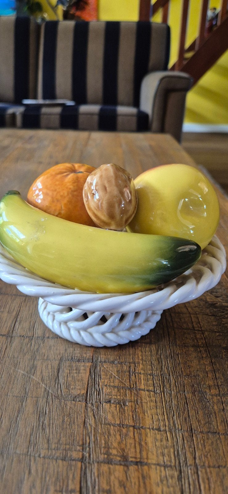 Vintage Keramieken Fruitmandje met Assortiment Fruit, Ophalen of Verzenden