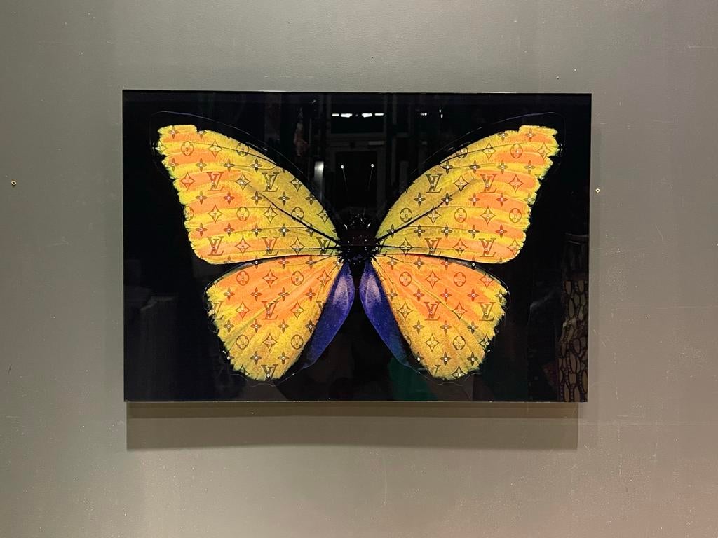 Louis Vuitton Vlinder Kunstwerk - 60x40 cm, Antiek en Kunst, Kunst | Schilderijen | Modern, Ophalen of Verzenden