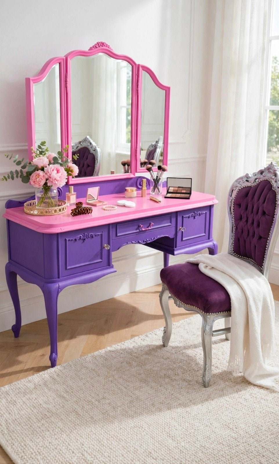 Unieke kaptafel in Louis XV-stijl, geschilderd, Ophalen, Zo goed als nieuw