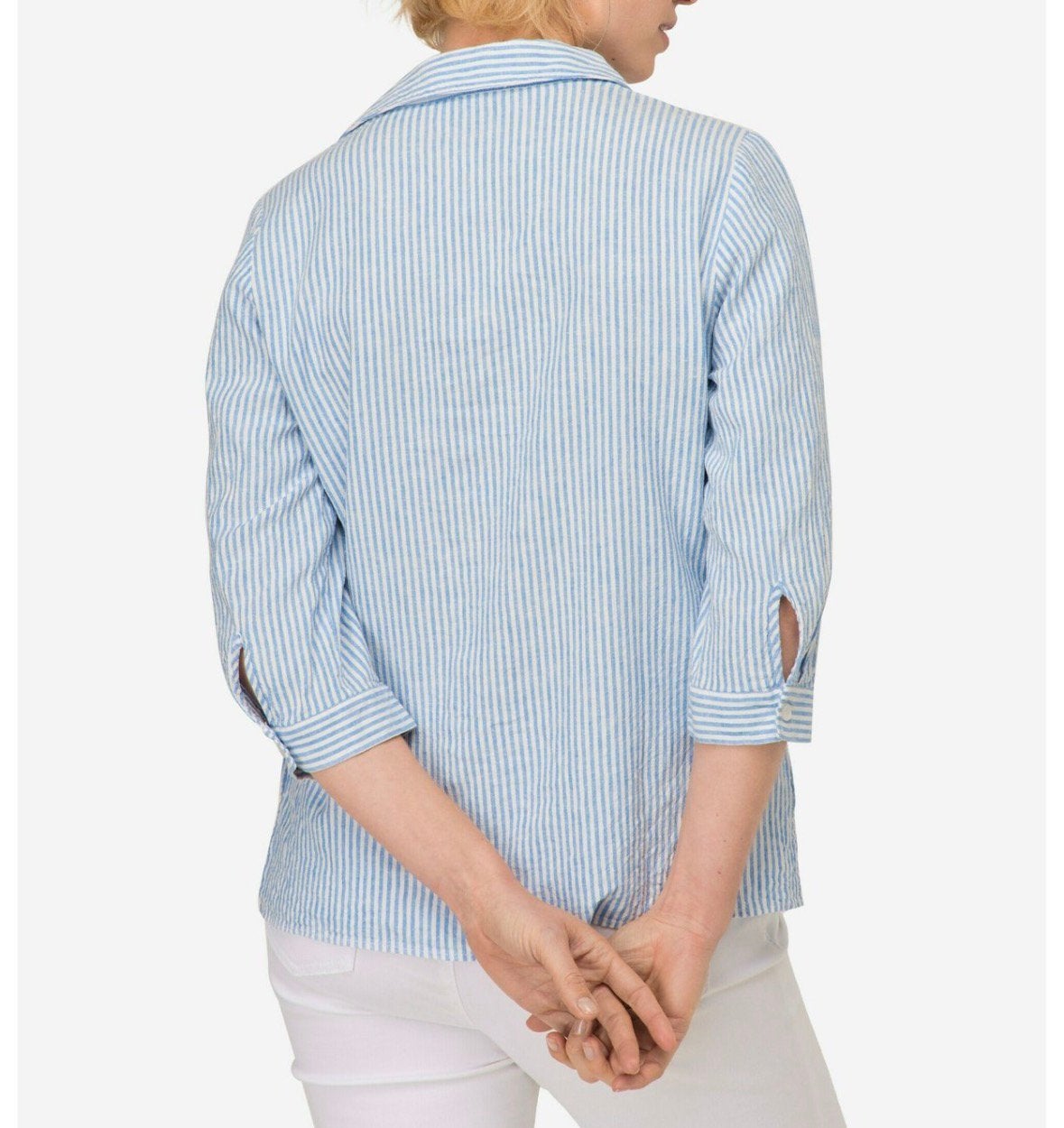 Laurason blouse - lichtblauw gestreept - 3/4 mouw maat 46, Kleding | Dames, Verzenden, Zo goed als nieuw, Maat 46/48 (XL) of groter