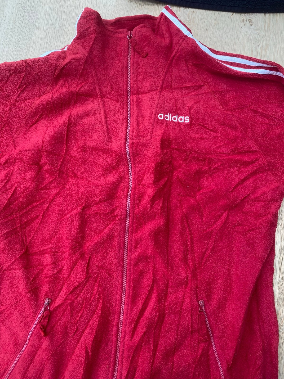 Vintage Adidas Fleece Vest Rood Maat S/P, Ophalen of Verzenden, Gedragen, Maat 36 (S), Rood