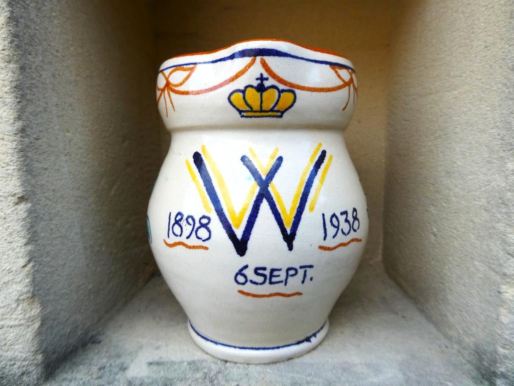 Goedewaagen gedenkkannetje kannetje Wilhelmina 1898-1938, Ophalen of Verzenden