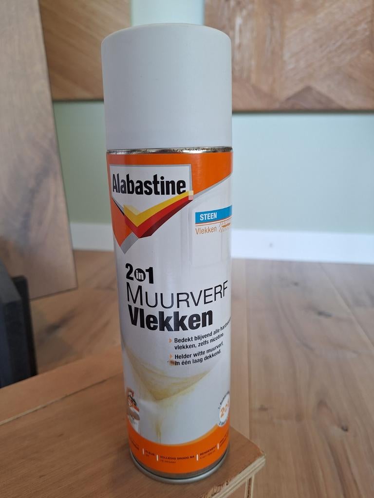 6x Alabastine 2in1 Muurverf Vlekken - 500ml Spuitbus, Wit, Nieuw, Ophalen of Verzenden, Verf