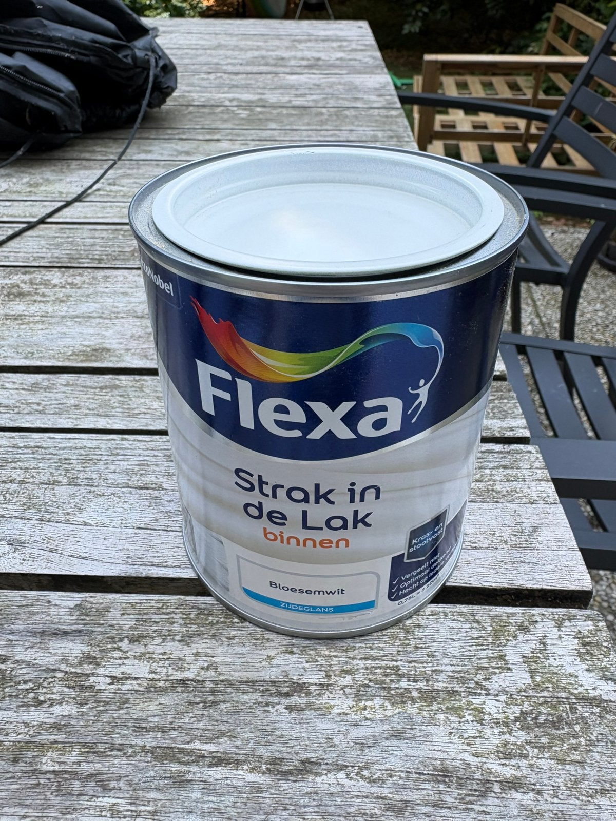Flexa strak in de lak binnen bloesemwit zijdeglans 750ml, Ophalen, Zo goed als nieuw, Wit, Lak