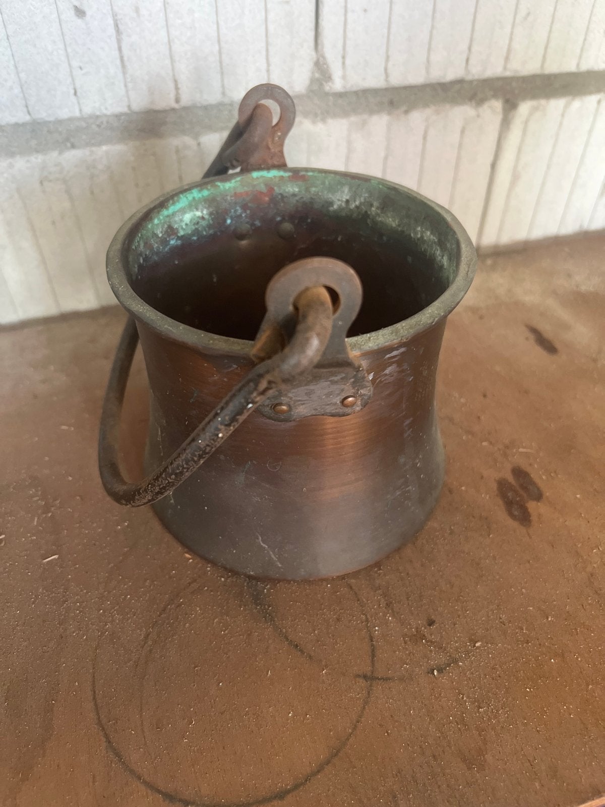 Antieke Koperen Ketel met Handvat, Ophalen, Koper