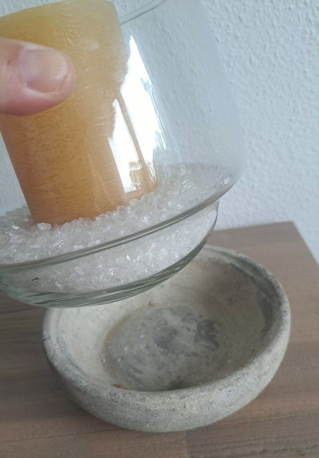 glazen stolp met betonnen/stenen onderkant, Brynxz, Ophalen of Verzenden, Zo goed als nieuw, Kaars