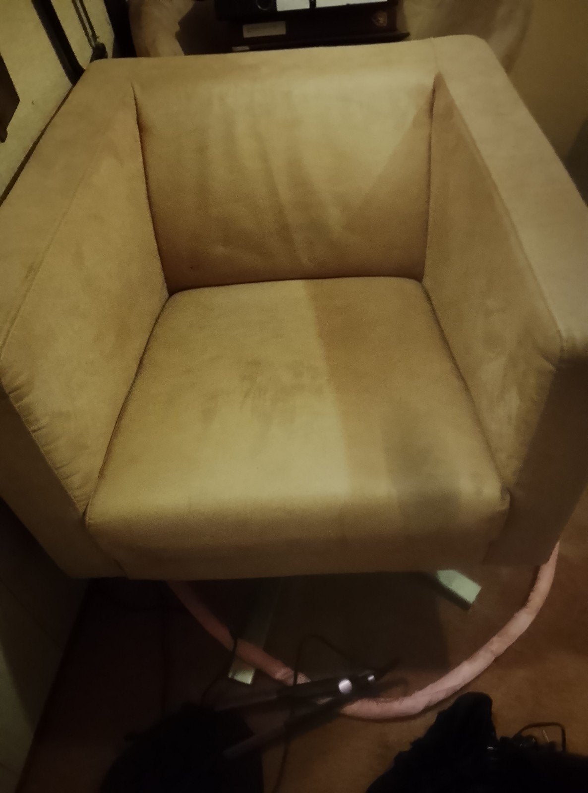 Lichtroze draaipoot fauteuil, Huis en Inrichting, Fauteuils, Gebruikt, Metaal, Stof, 75 tot 100 cm, 75 tot 100 cm, Ophalen of Verzenden
