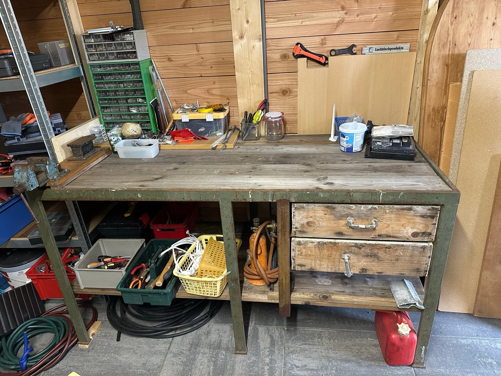 werkbank, Ophalen, Gebruikt, 120 tot 170 cm, Bankschroef