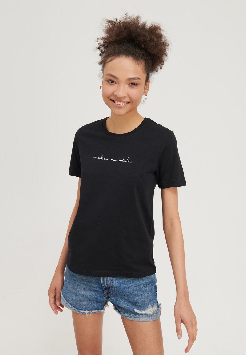 Even&Odd T-shirt 'make a wish' - Zwart, Ophalen, Zwart, Zo goed als nieuw, Korte mouw