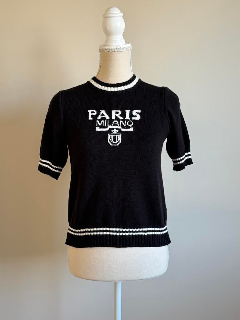 Zwart Paris Milano Gebreide Shirt, Kleding | Dames, Zwart, Nieuw, Ophalen of Verzenden, Korte mouw
