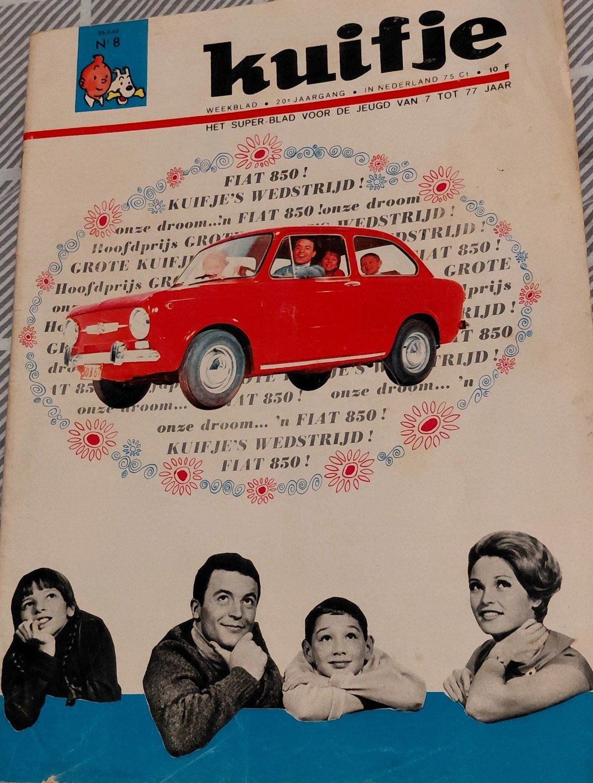 Kuifje Weekblad - Jaargang 20, Nummer 8 1965  fiat 850 prijs, Boeken, Eén stripboek, Ophalen of Verzenden, Gelezen