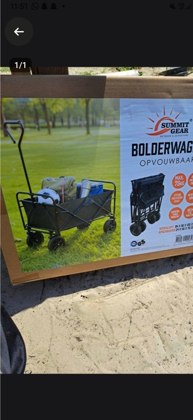 bolderkar 32,50 vaste prijs, Ophalen
