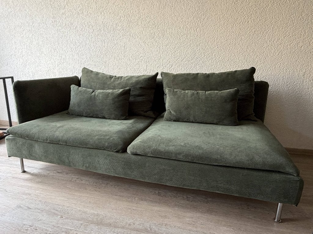 SÖDERHAMN Bank: Groene Corduroy Bekleding Unieke Uitvoering, Ophalen, Gebruikt, 150 tot 200 cm, Driepersoons