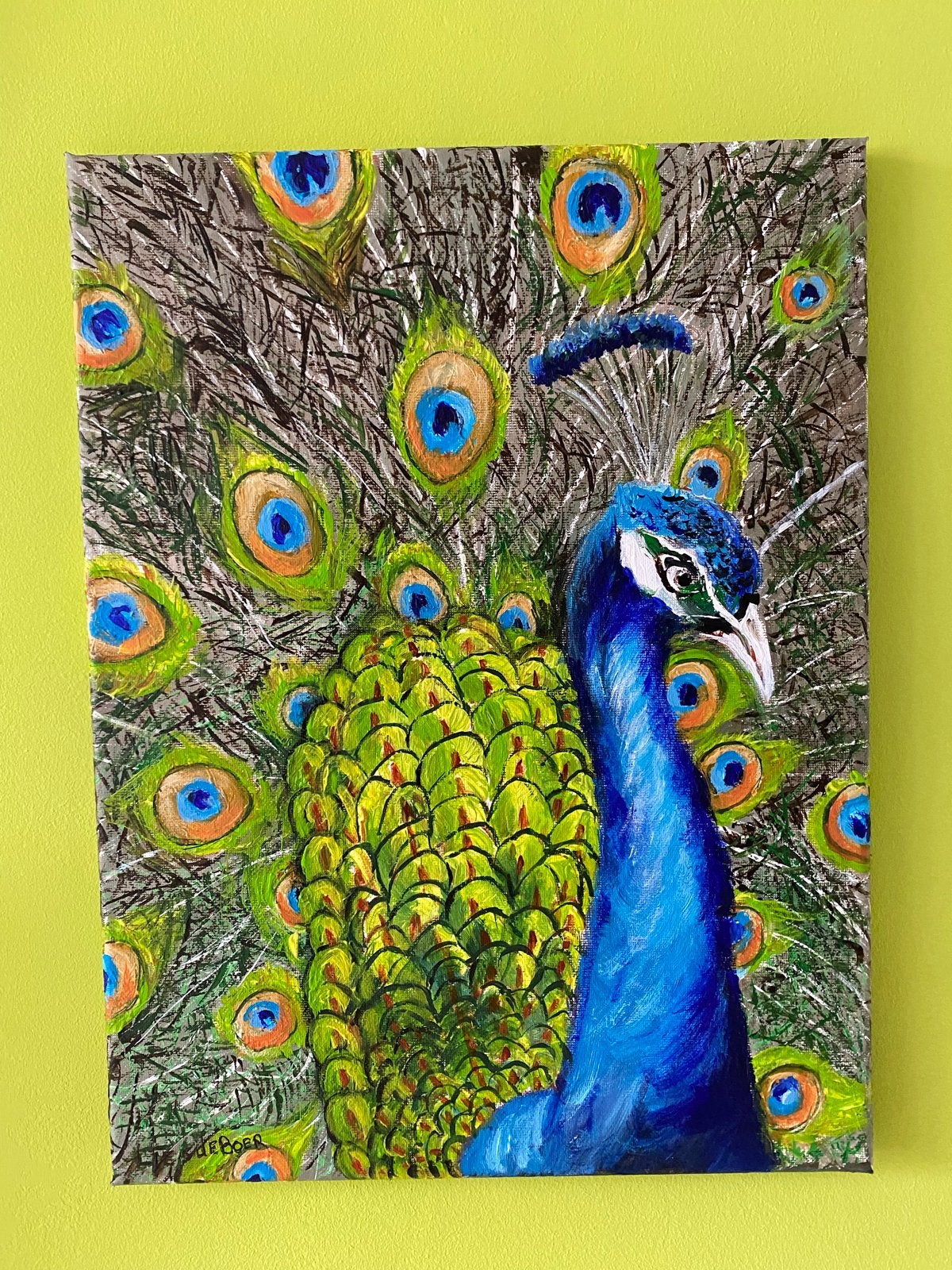 Schilderij Pauw 30x40 cm, Ophalen of Verzenden