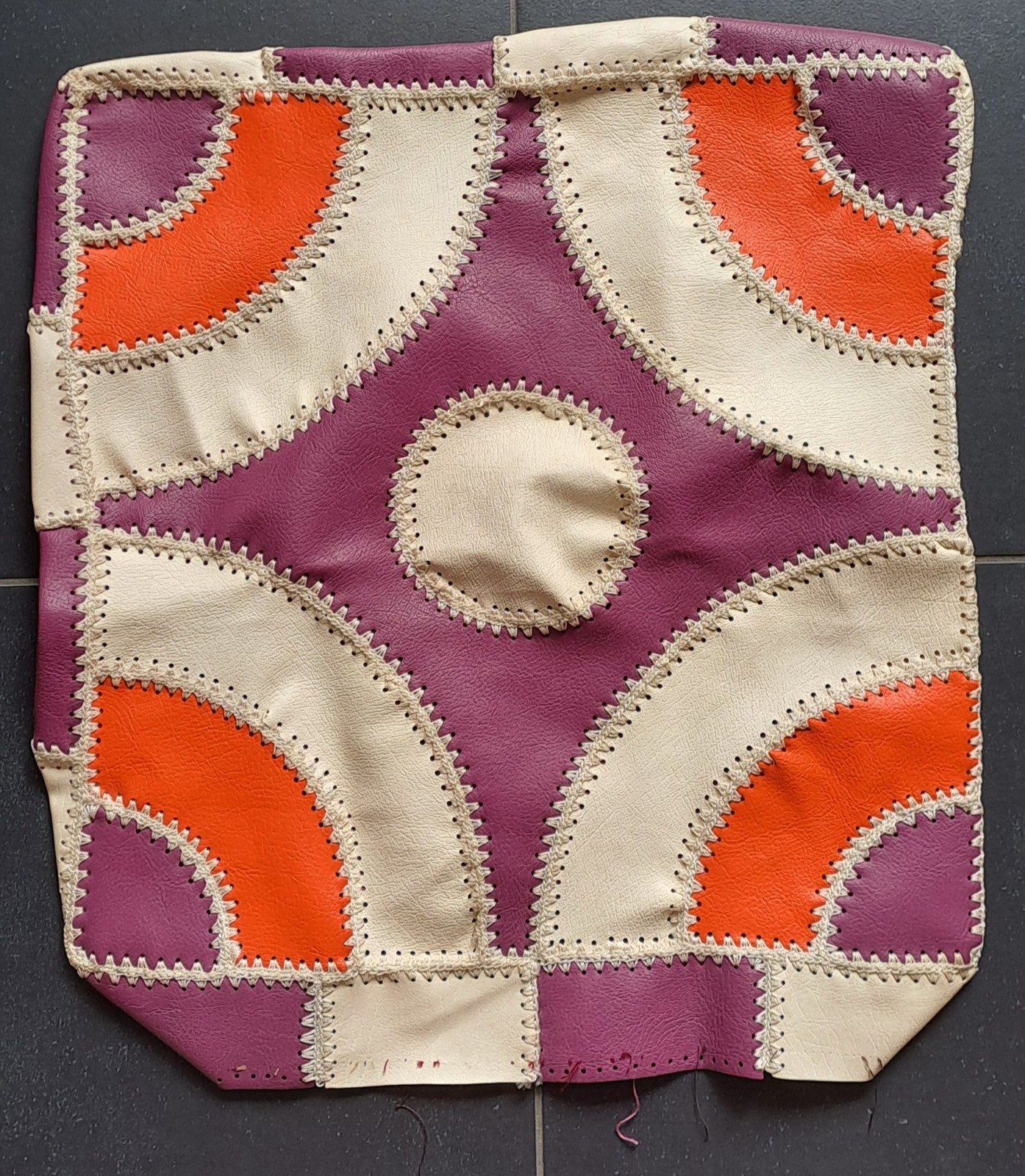 Vintage kussensloop van skai leer, Ophalen of Verzenden, Oranje, Vierkant