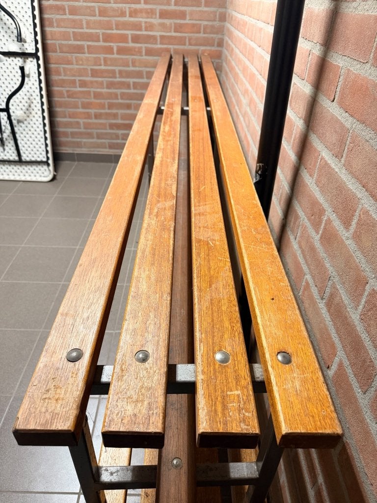 Houten bank met metalen frame, Ophalen, Gebruikt, Rechte bank, Hout